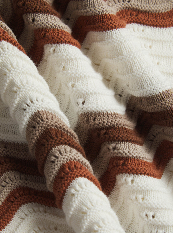 Primavera Gehaakt Gebreid Shirt - Ecru/Bruin