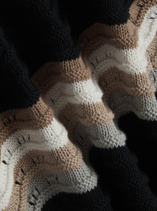 Primavera gehaakt gebreid shirt - Zwart/Bruin