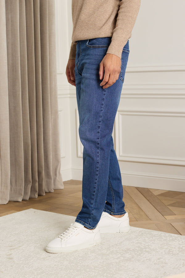 Louis Tapered Straight Leg Stretch Denim - Gewassen Indigo 