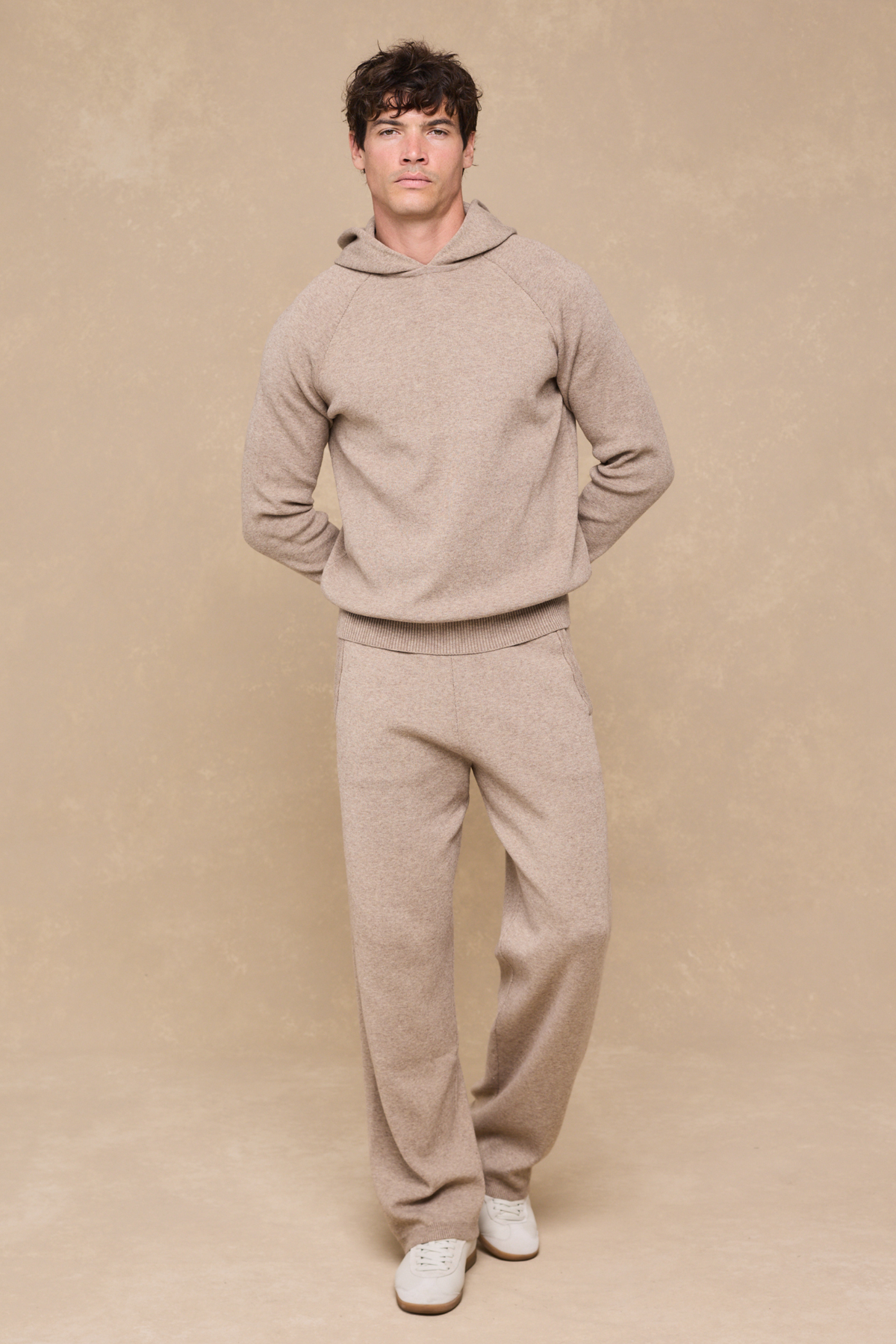 Theo Knitted Hoodie - Biscuit