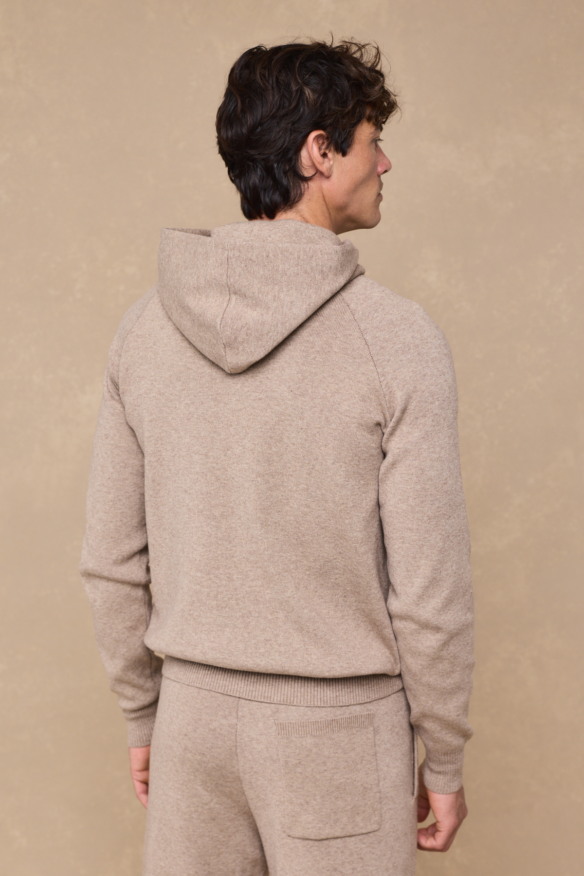 Theo Knitted Hoodie - Biscuit