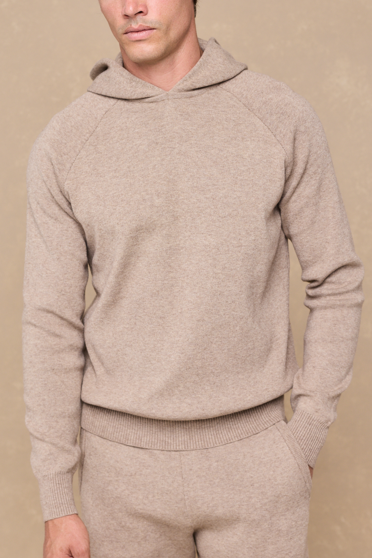 Theo Knitted Hoodie - Biscuit